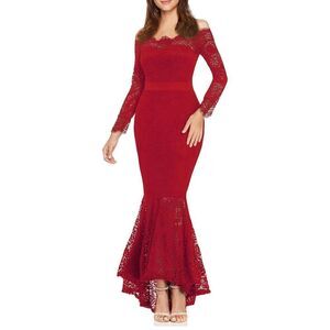 NEW Floral Lace Off Shoulder Wedding Mermaid Dress S